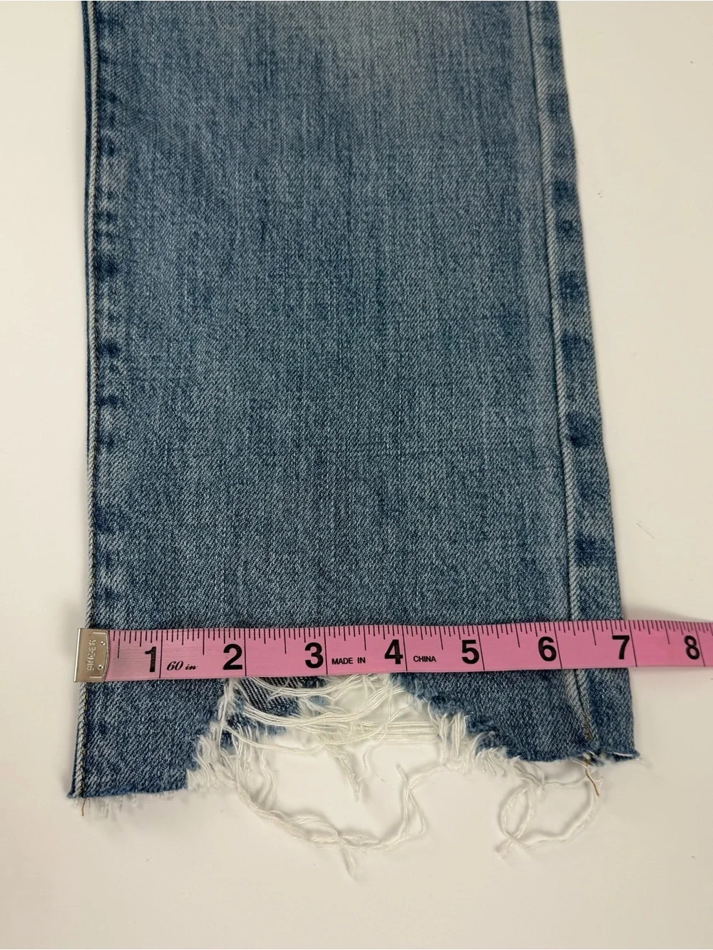 Pistola Jeans Womens 25 Blue Charlie High Rise Straight Distressed Button Fly
